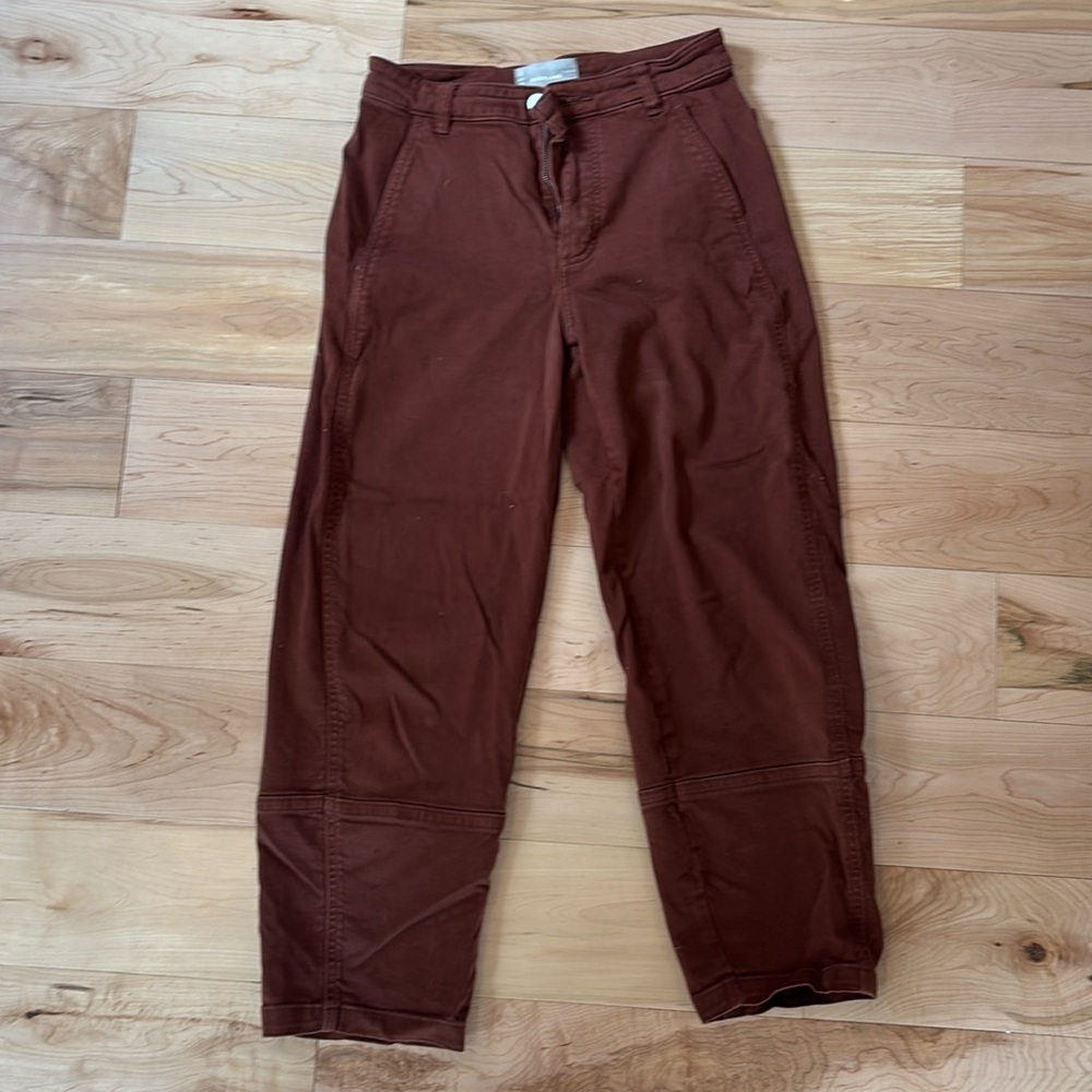 Everlane Utility Barrel Tapered Stretch Twill High Rise Trouser Pants Rosewood